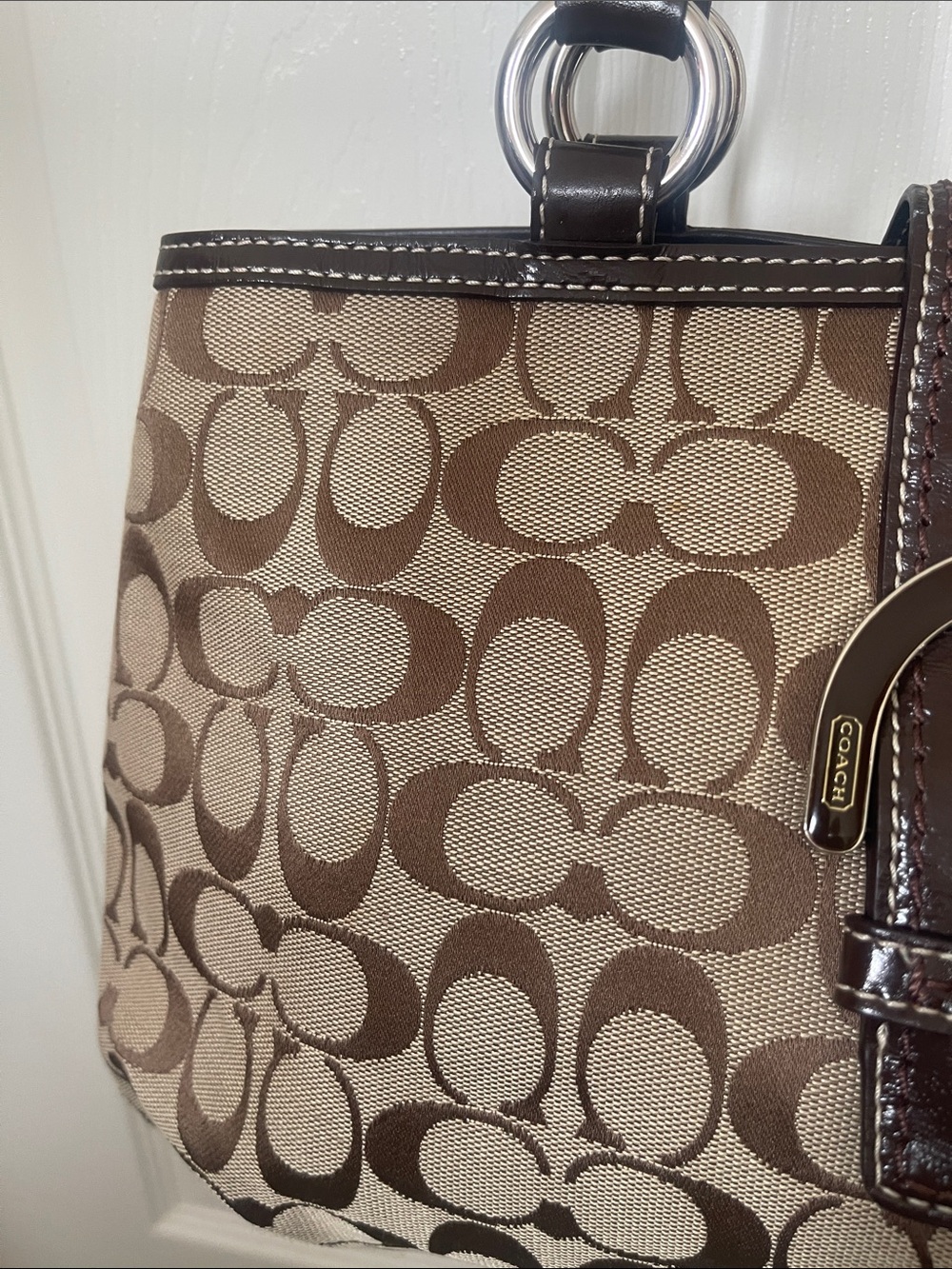 Coach Soho Signature Hobo Shoulder Bag  Canvas Leather Auth - Picture 3 of 13